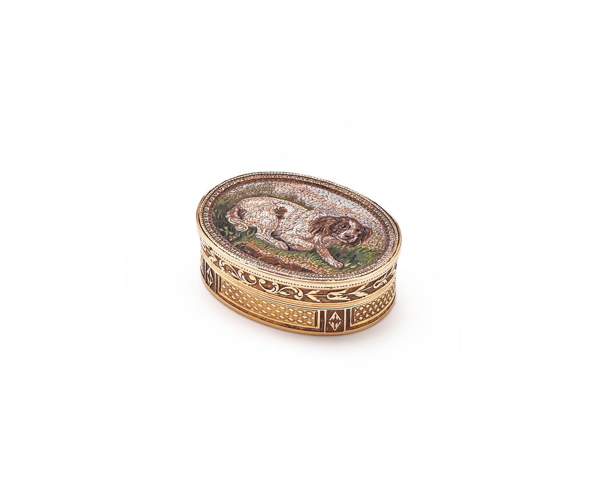 A FRENCH GOLD AND MICROMOSAIC OVAL VINAIGRETTE - Image 2 of 4