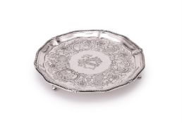 A GEORGE III SILVER SHAPED CIRCULAR SALVER