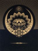 Shepard Fairey (b.1970) Obey Lotus Crescent (Black & Gold)