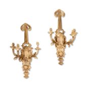 HENRI VIAN (1858-1904)- A SUBSTANTIAL PAIR OF GILT BRONZE FOUR BRANCH WALL LIGHTS