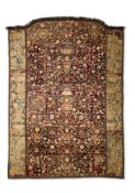 A VENETIAN VELVET SHAPED PANEL INCORPORATING TURKISH EMBROIDERED ELEMENTS, CIRCA 1700 AND LATER252cm
