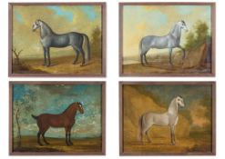 ENGLISH PROVINCIAL SCHOOL (18TH CENTURY), FOUR STUDIES OF HORSES