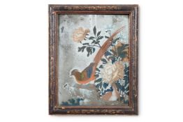 A CHINESE EXPORT REVERSE-PAINTED MIRROR, SECOND HALF 18TH CENTURY