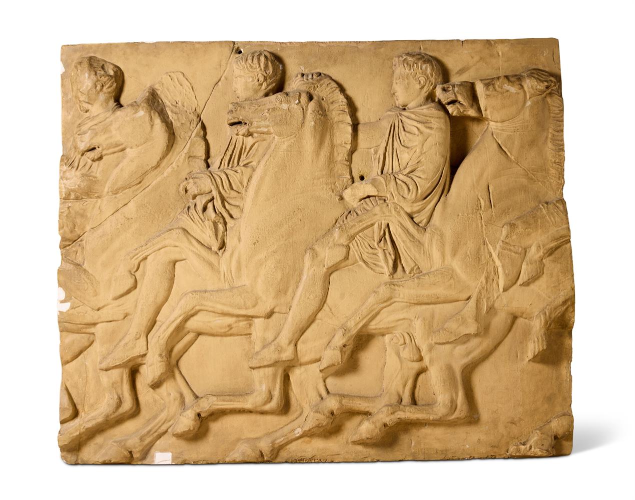 AFTER THE ANTIQUE- A PAIR OF PLASTER RELIEFS DEPICTING PANELS FROM THE FRIEZE OF THE PARTHENON - Image 3 of 3