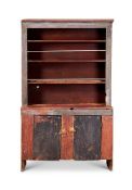 A BLUE AND RED-PAINTED DRESSER, POSSIBLY INDIAN
