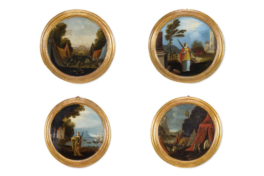 VENETIAN SCHOOL (17TH CENTURY), A SET OF FOUR TONDOS: DAVID AND GOLIATH; - Image 1 of 9