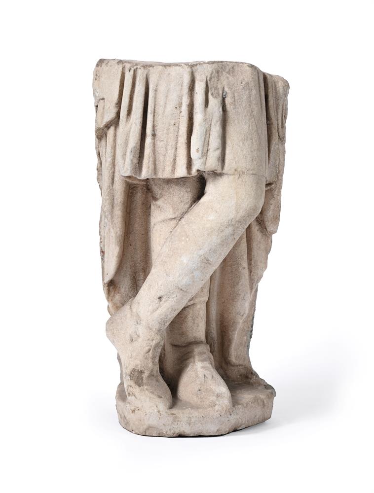 A CARVED MARBLE FRAGMENT OF A MAN, FRENCH, 16TH CENTURY