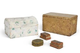 A PAPER COVERED SMALL TRUNK, 19TH CENTURY