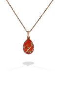FABERGÉ, A DIAMOND SET ENAMEL EGG PENDANT
