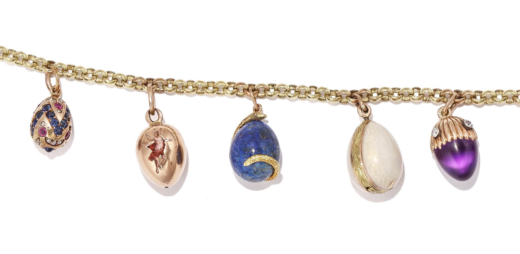 AN ENAMEL AND GEM SET EGG PENDANT NECKLACE - Image 9 of 14