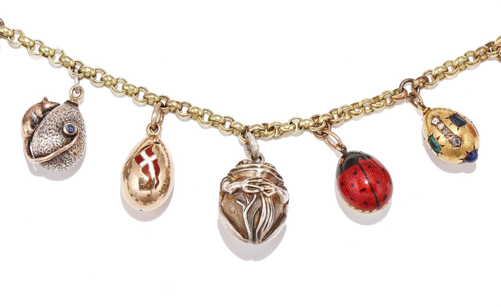 AN ENAMEL AND GEM SET EGG PENDANT NECKLACE - Image 7 of 14