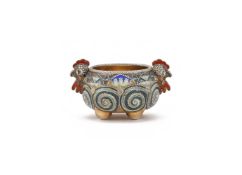 FABERGÉ, A SILVER GILT CLOISONNÉ ENAMEL SALT CELLAR