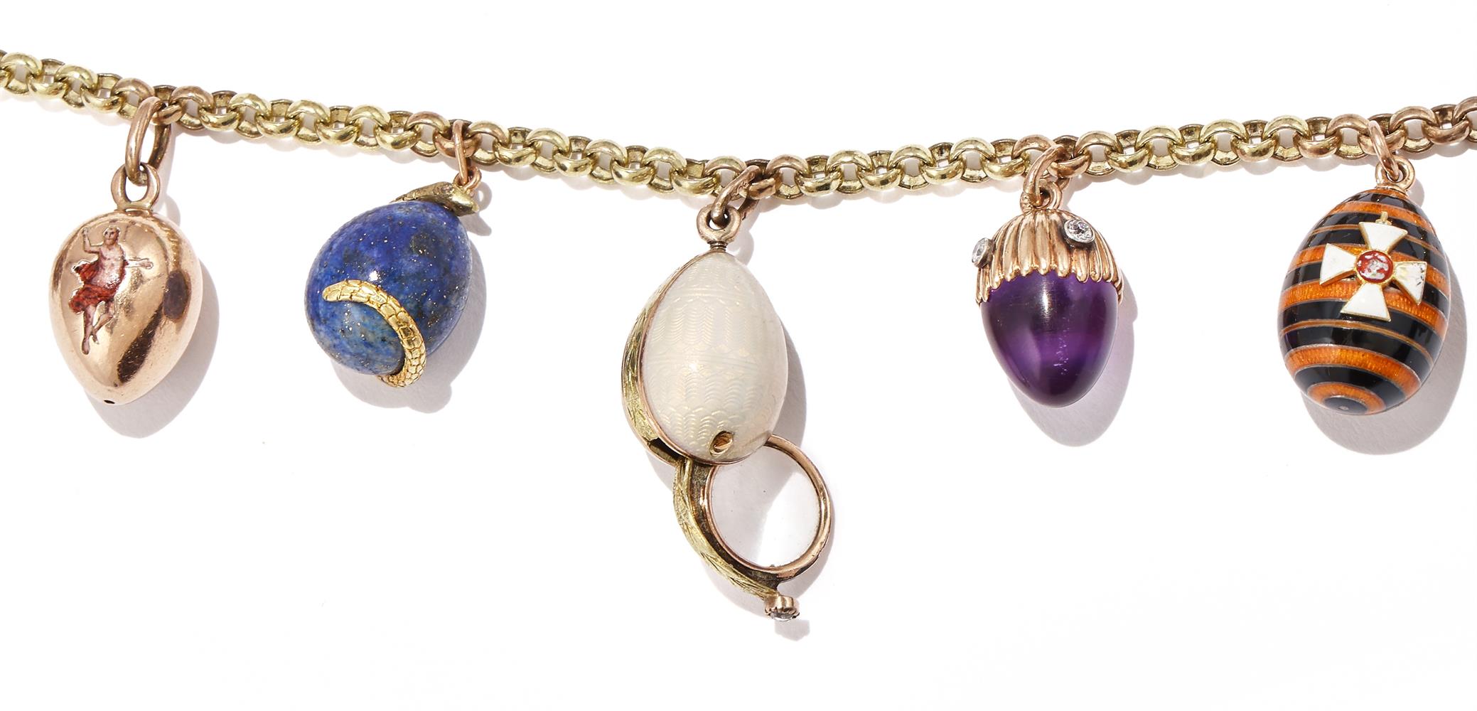AN ENAMEL AND GEM SET EGG PENDANT NECKLACE - Image 12 of 14