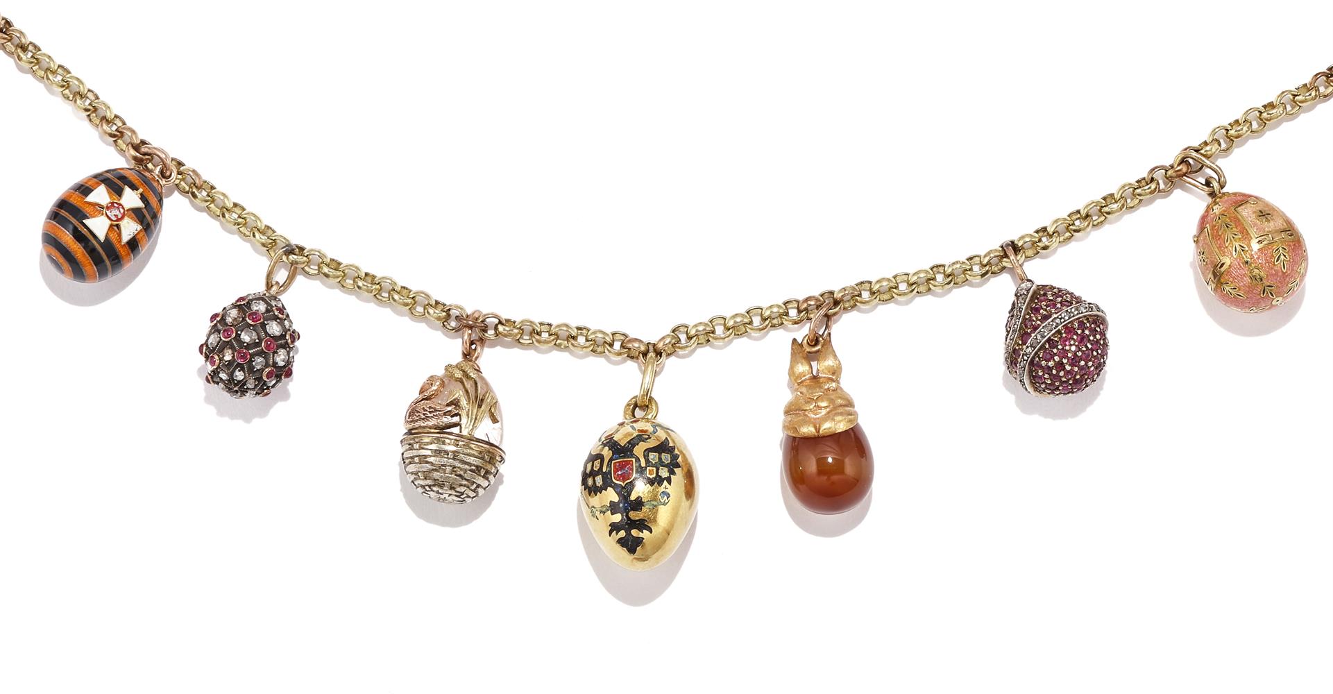 AN ENAMEL AND GEM SET EGG PENDANT NECKLACE - Image 10 of 14