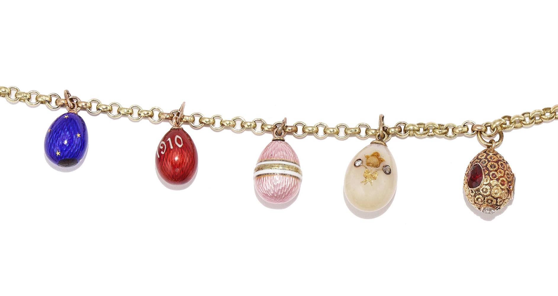 AN ENAMEL AND GEM SET EGG PENDANT NECKLACE - Image 3 of 14
