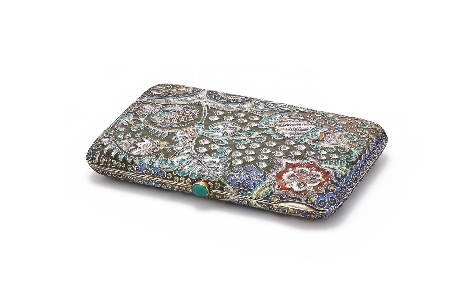 11TH ARTEL, A RUSSIAN SILVER GILT AND CLOISONNÉ ENAMEL CIGARETTE CASE