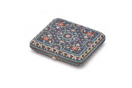 A SILVER GILT AND CLOISONNE ENAMEL CIGARETTE CASE