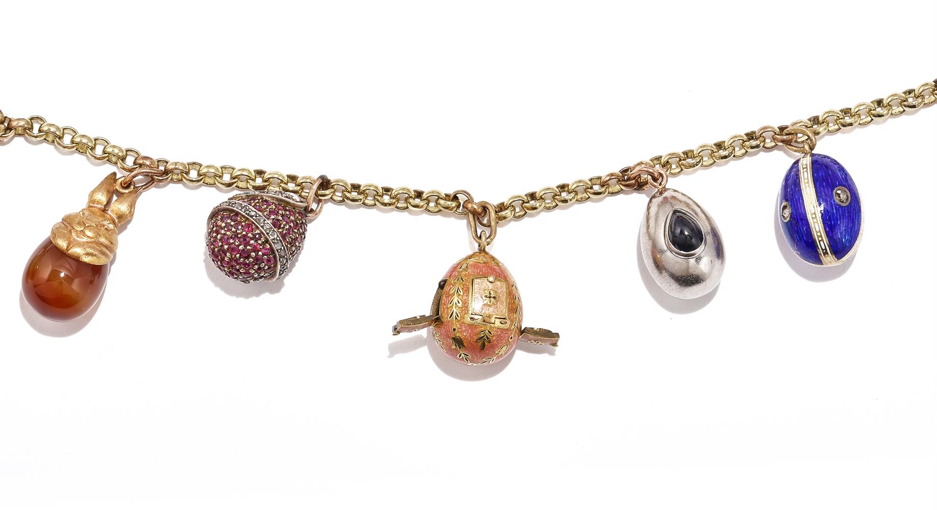 AN ENAMEL AND GEM SET EGG PENDANT NECKLACE - Image 13 of 14