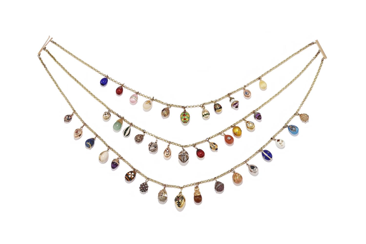 AN ENAMEL AND GEM SET EGG PENDANT NECKLACE - Image 2 of 14