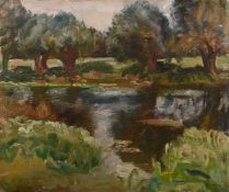 λ SIR ALFRED MUNNINGS (BRITISH 1878-1959), WILLOWS NEAR LANGHAM POOL