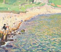 λ DAME LAURA KNIGHT (BRITISH 1877-1970), LAMORNA COVE NO.7 (A STONY BEACH)