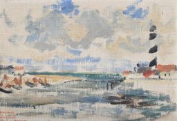 λ PAUL LUCIEN MAZE (FRENCH/BRITISH 1887-1979), LIGHTHOUSE BESIDE THE ESTUARY