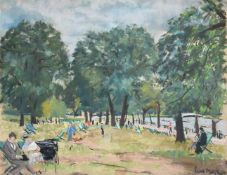λ PAUL LUCIEN MAZE (FRENCH/BRITISH 1887-1979), FIGURES IN THE PARK, WITH BOATING ON THE LAKE