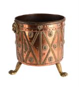 A LARGE VICTORIAN COPPER AND BRASS COAL BUCKET, 19TH CENTURY