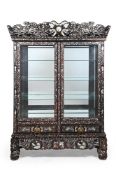 Y A CHINESE HARDWOOD AND MOTHER OF PEARL INLAID DISPLAY CABINE,T QUING DYNASTY
