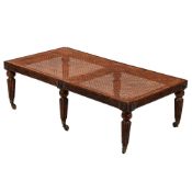 A CARVED HARDWOOD CENTRE STOOL IN GEORGE IV STYLE, 20TH CENTURY