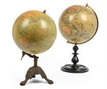 A PHILLIPS' 12 INCH TERRESTRIAL GLOBE ON STAND, FIRST HALF 20TH CENTURY, AND ANOTHER SIMILAR