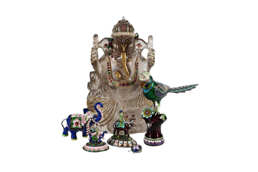 A GROUP OF FIVE INDIAN ENAMEL OBJECTS, 20TH CENTURY - Image 1 of 3