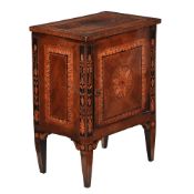 A CONTINENTAL MARQUETRY CABINET WITH SINGLE DOOR, 19TH CENTURY