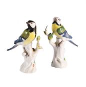 TWO MEISSEN MODELS OF TITMOUSES, 20TH CENTURY