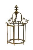 A BRASS HEXAGONAL HALL LANTERN, EARLY 20TH CENTURY