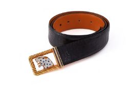Y A SAPPHIRE AND DIAMOND SET BELT BUCKLE