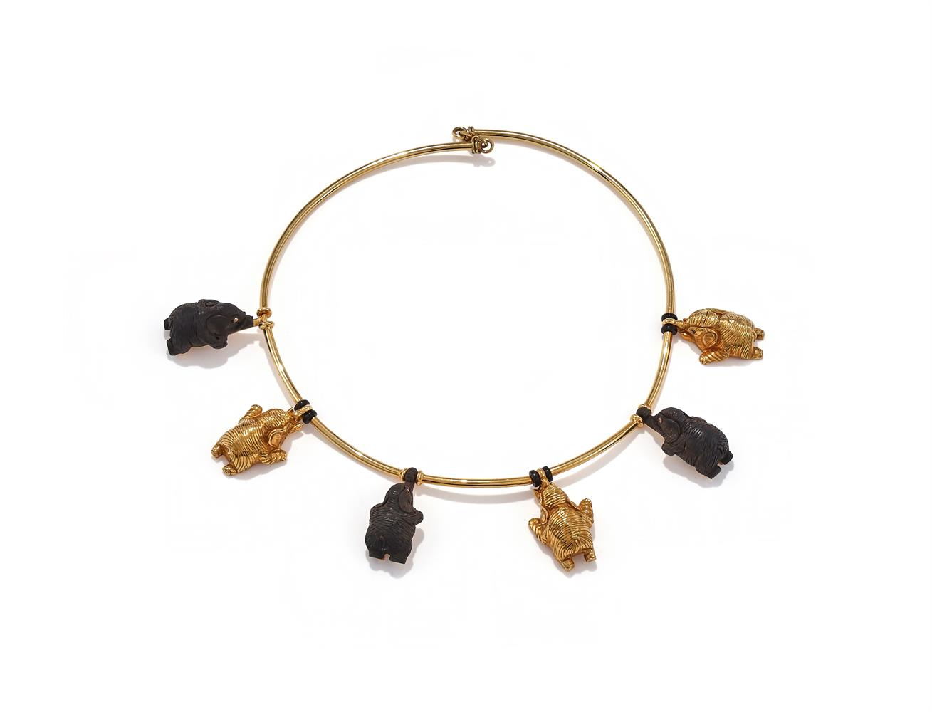 Y A WOOD AND DIAMOND NECKLACE