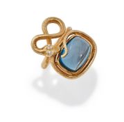 OLE LYNGGAARD, A 'SNAKES RING PETITE' DIAMOND AND BLUE TOPAZ RING