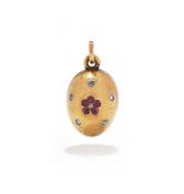 A RUSSIAN GEM SET EGG LOCKET PENDANT