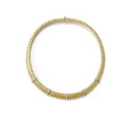 AN 18 CARAT GOLD AND DIAMOND WOVEN COLLAR NECKLACE