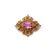 A MID VICTORIAN PINK TOPAZ BROOCH