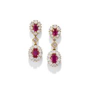 CARTIER, A PAIR OF RUBY AND DIAMOND EARRINGS