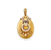 A 19TH CENTURY HALF PEARL AND DIAMOND LOCKET