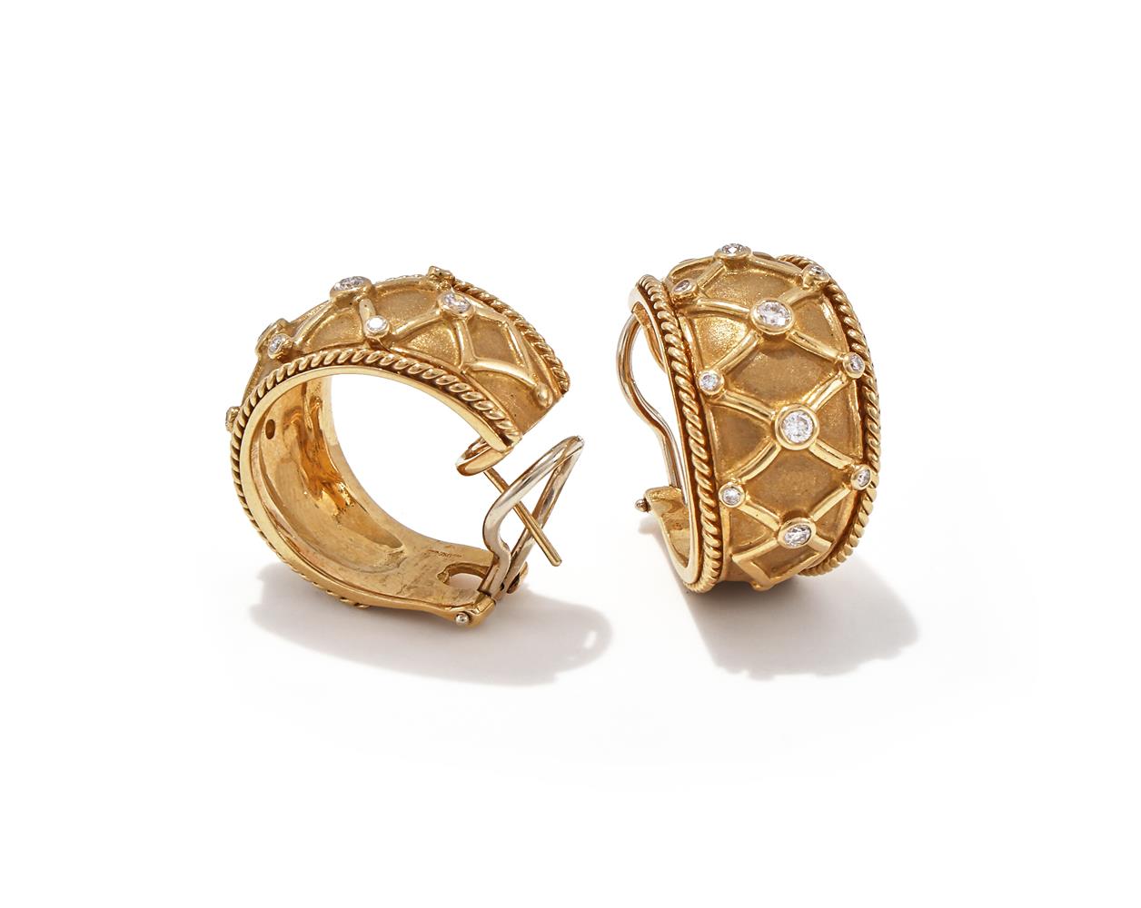 A PAIR OF DIAMOND SET HOOP EARRINGS - Image 2 of 2