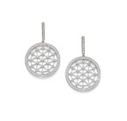 TIFFANY & CO., A PAIR OF DIAMOND SET 'VOILE' EARRINGS