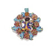 A 19TH CENTURY ENAMEL AND DIAMOND PENDANT