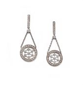 TIFFANY & CO., A PAIR OF DIAMOND SET 'VOILE' EARRINGS