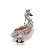 A MID 20TH CENTURY GEM SET NOVELTY BROOCH