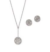 TIFFANY & CO., A DIAMOND SET 'VOILE' PENDANT AND PAIR OF EARRINGS