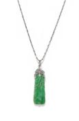 A JADEITE JADE AND DIAMOND PENDANT NECKLACE